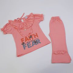 Girls Tight Half Sleeves Suit - Peach