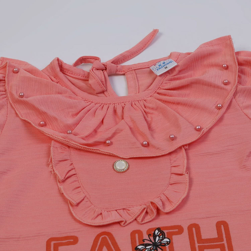 Girls Tight Half Sleeves Suit - Peach, Girls Suits, Chase Value, Chase Value