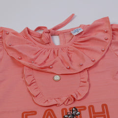 Girls Tight Half Sleeves Suit - Peach