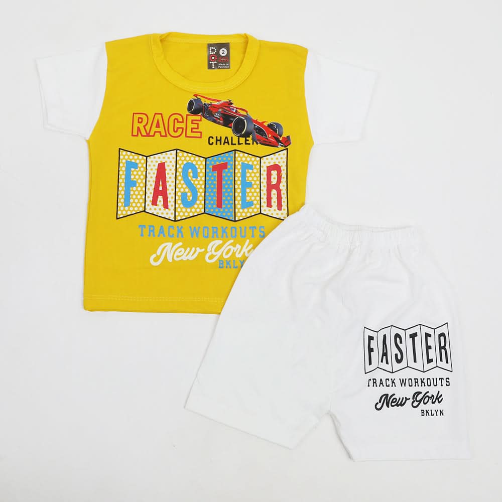 Newborn Boys Half Sleeves Suit - Yellow, Newborn Boys Sets & Suits, Chase Value, Chase Value