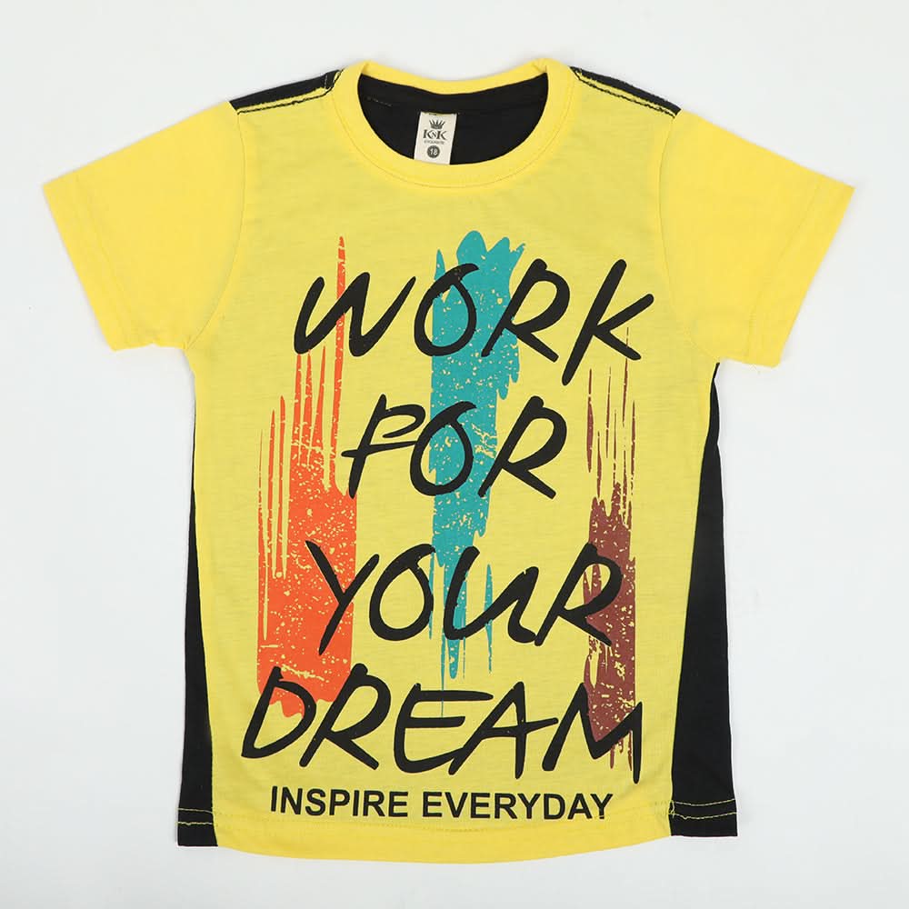 Boys Half Sleeves T-Shirt - Yellow, Boys T-Shirts, Chase Value, Chase Value