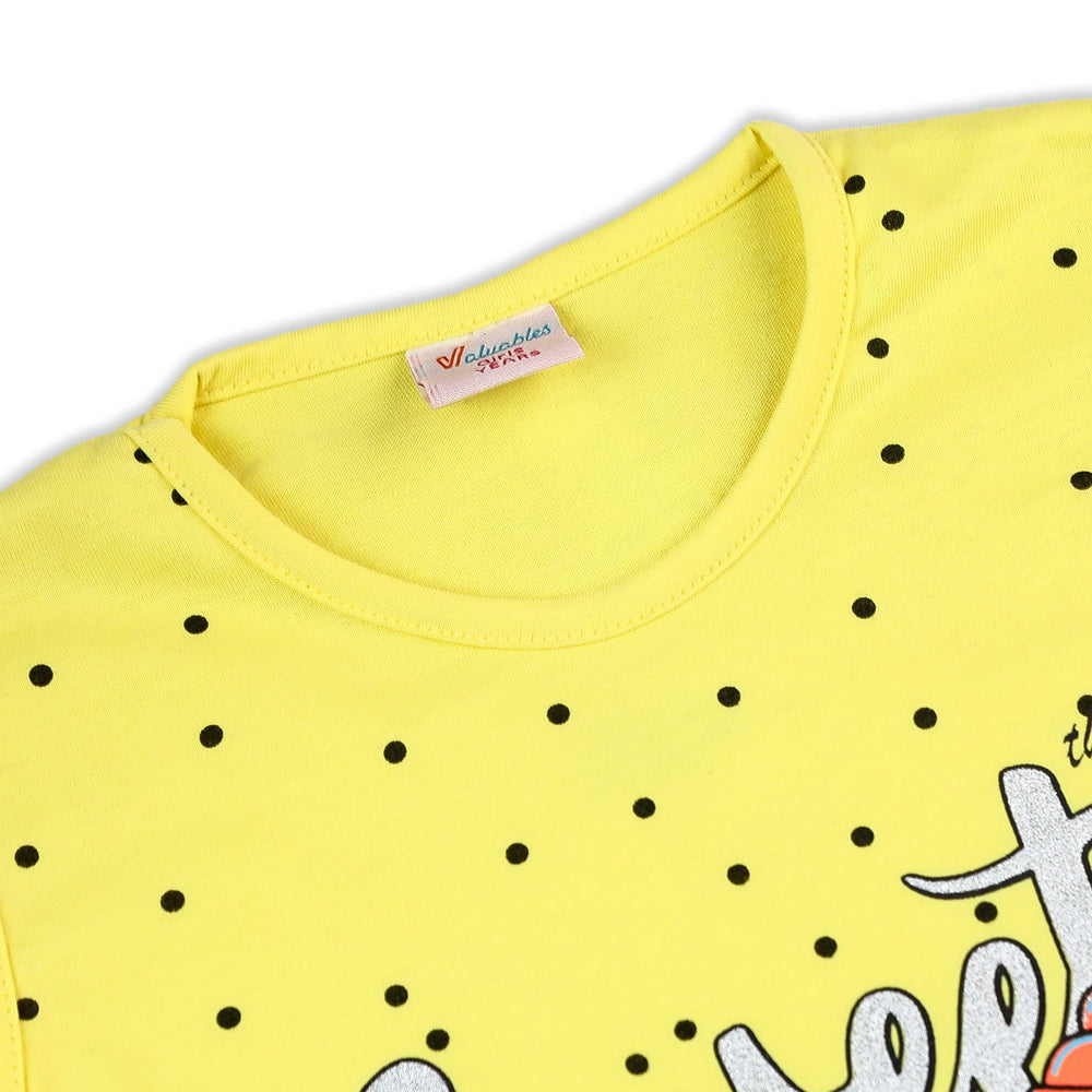 Valuable Girls Sando - Yellow, Girls T-Shirts, Chase Value, Chase Value