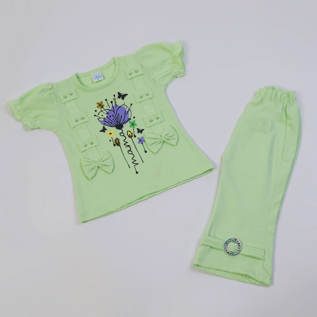 Girls Tight Half Sleeves Suit - Light Green, Girls Suits, Chase Value, Chase Value
