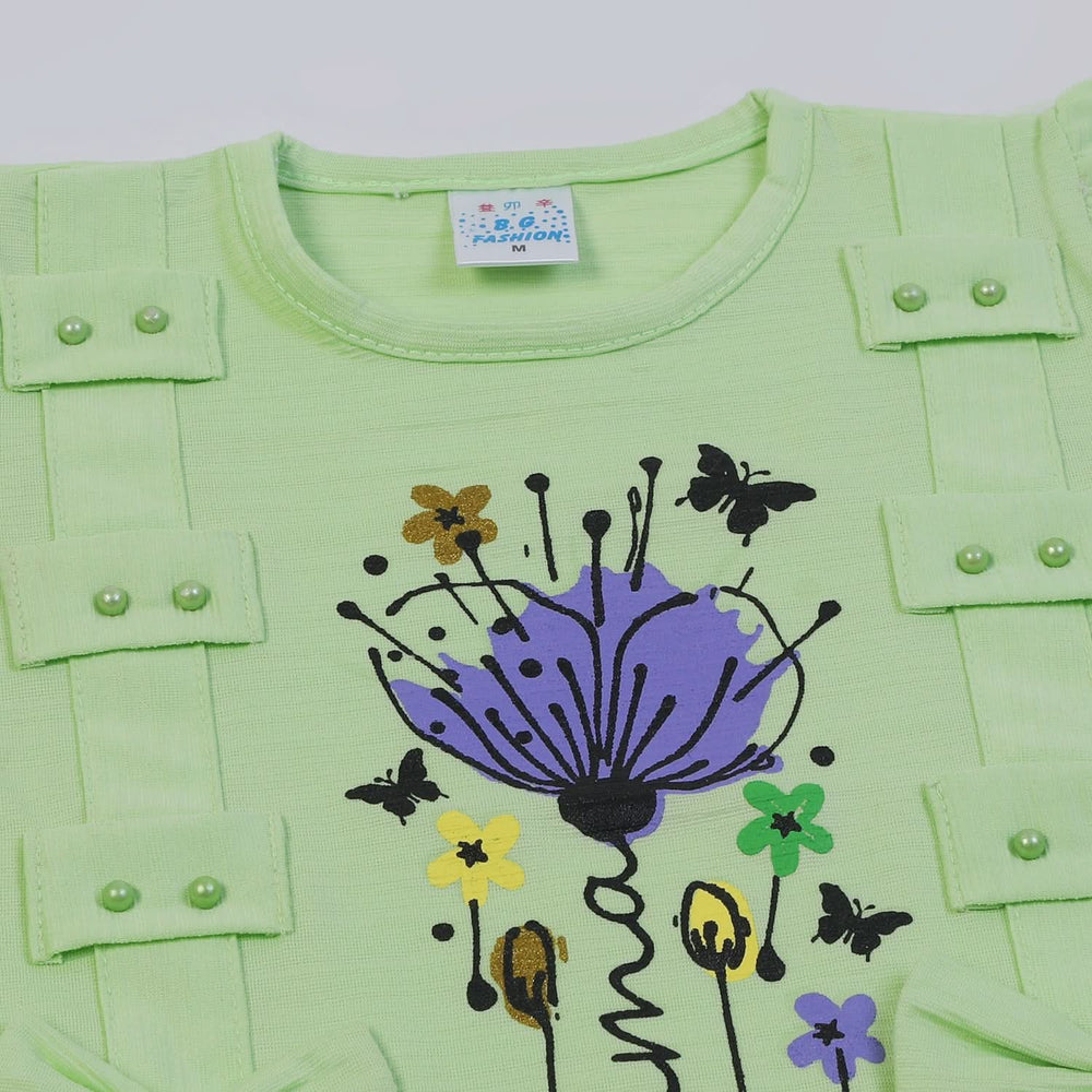 Girls Tight Half Sleeves Suit - Light Green, Girls Suits, Chase Value, Chase Value