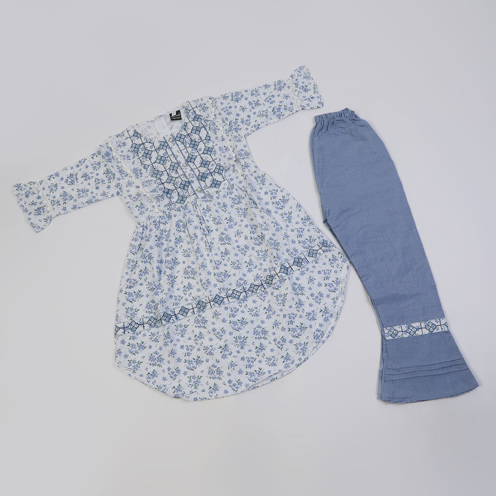 Girls Embroidered Shalwar Suit - Light Blue, Girls Shalwar Kameez, Chase Value, Chase Value