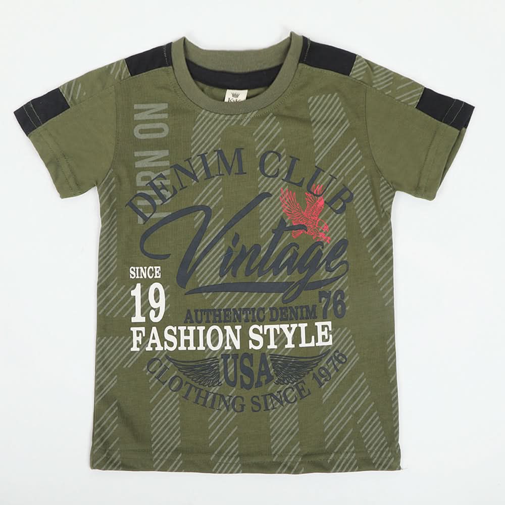 Boys Half Sleeves T-Shirt - Olive Green, Boys T-Shirts, Chase Value, Chase Value