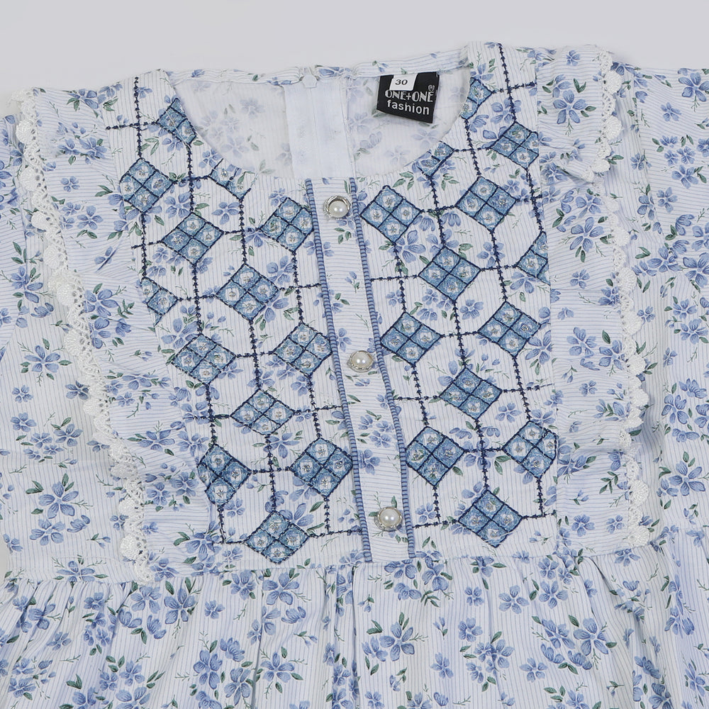 Girls Embroidered Shalwar Suit - Light Blue, Girls Shalwar Kameez, Chase Value, Chase Value