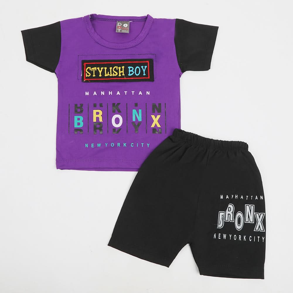 Newborn Boys Half Sleeves Suit - Purple, Newborn Boys Sets & Suits, Chase Value, Chase Value