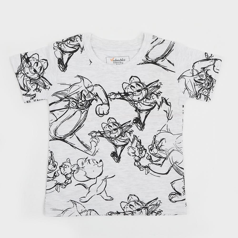 Newborn Boys Half Sleeves T-Shirt - Light Grey, Newborn Boys Shirts & T-Shirts, Chase Value, Chase Value