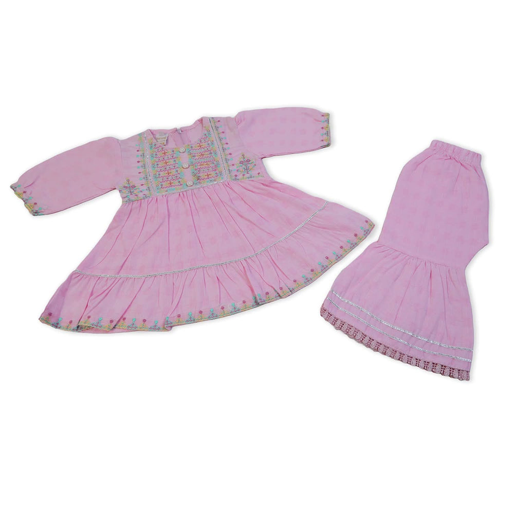 Girls Embroidered Shalwar Suit - Pink, Girls Shalwar Kameez, Chase Value, Chase Value