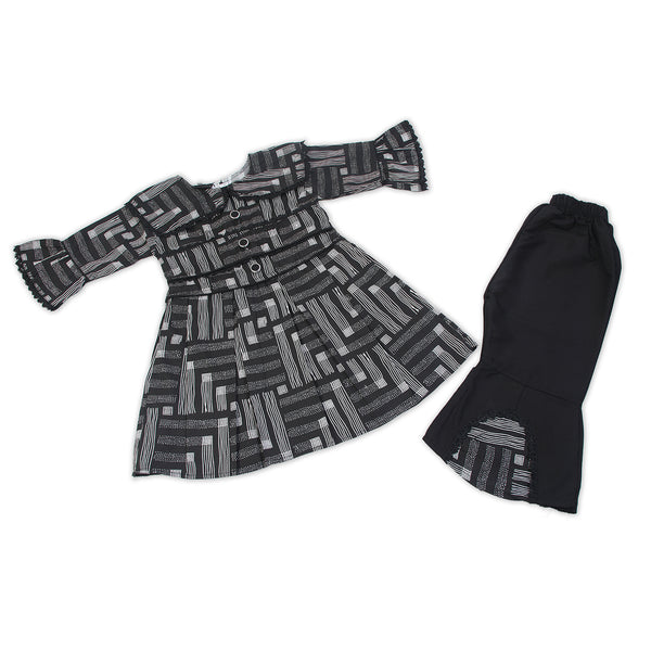 Girls Embroidered Shalwar Suit - Black