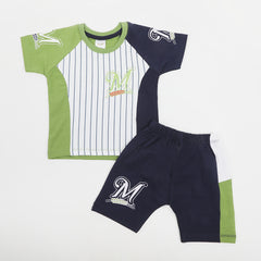 Newborn Boys Short Suit - Green