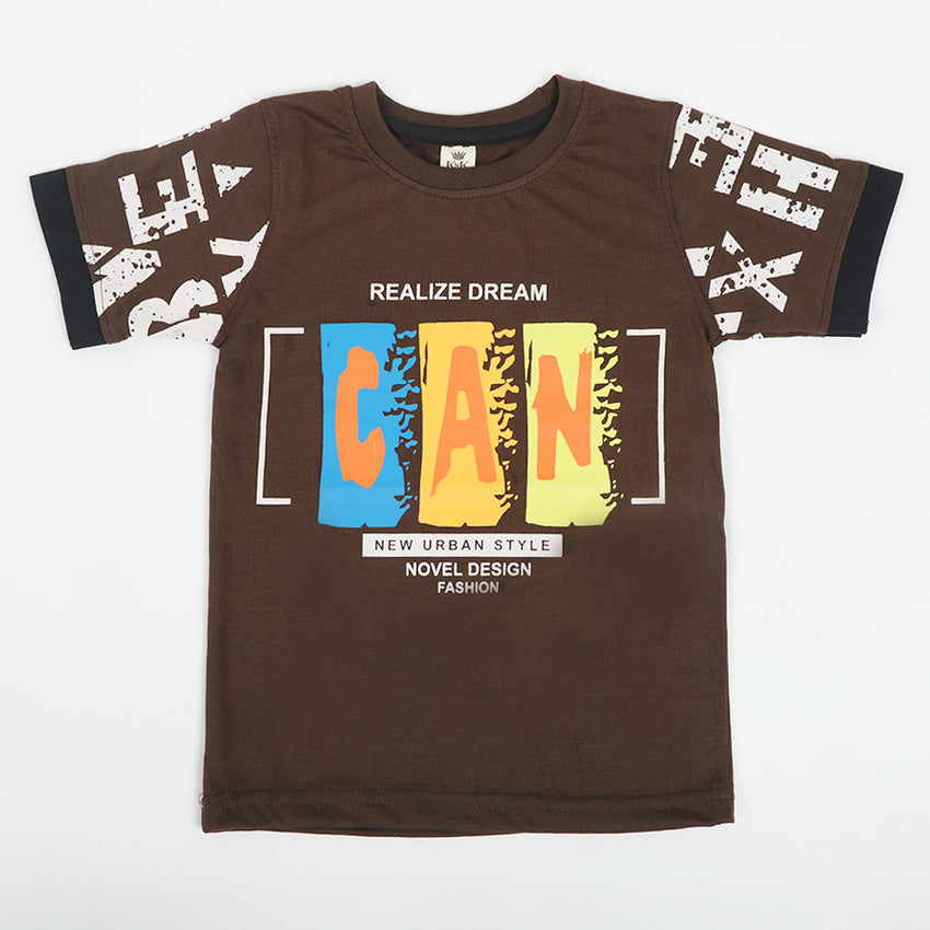 Boys Half Sleeves T-Shirt - Chocolate, Boys T-Shirts, Chase Value, Chase Value