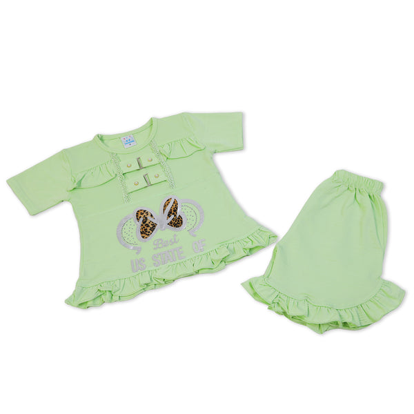 Girls Half Sleeves Suit - Light Green