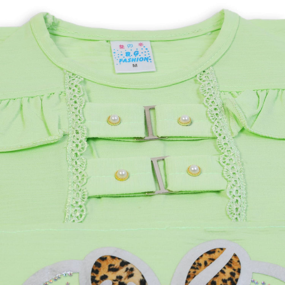Girls Half Sleeves Suit - Light Green, Girls Suits, Chase Value, Chase Value