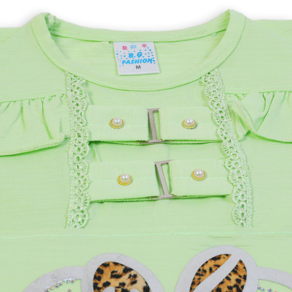 Girls Half Sleeves Suit - Light Green