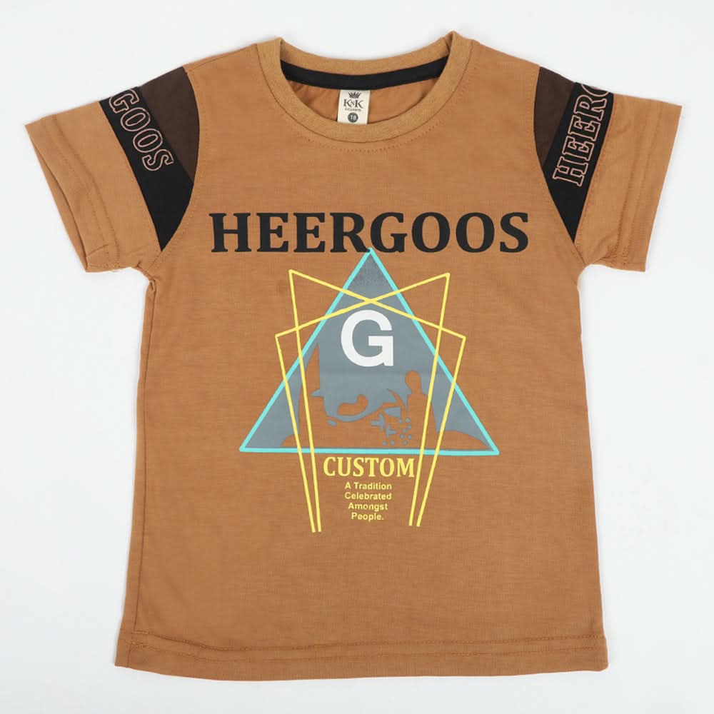 Boys Half Sleeves T-Shirt - Brown, Boys T-Shirts, Chase Value, Chase Value