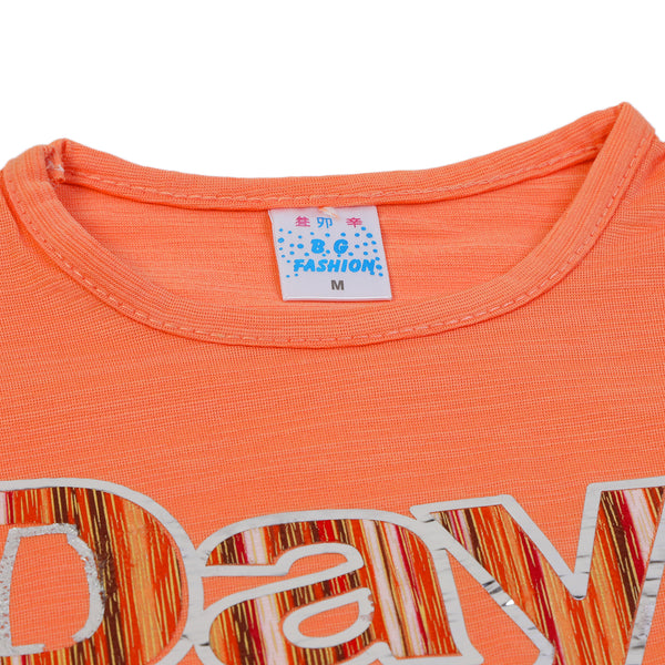 Girls Tight Half Sleeves Suit - Orange
