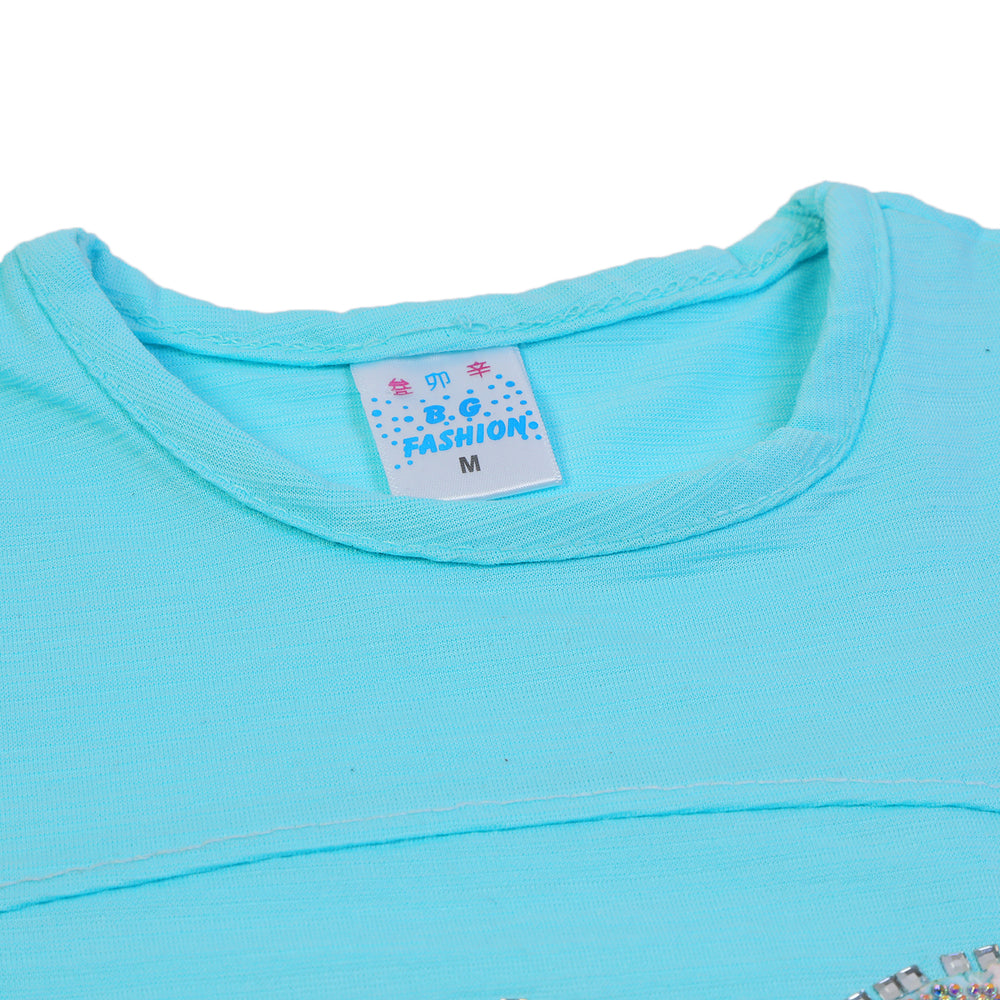 Girls Tight Half Sleeves Suit - Sky Blue, Girls Suits, Chase Value, Chase Value