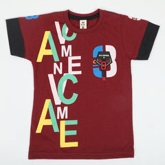 Boys Half Sleeves T-Shirt - Maroon