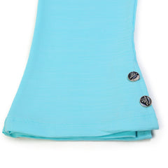 Girls Tight Half Sleeves Suit - Sky Blue