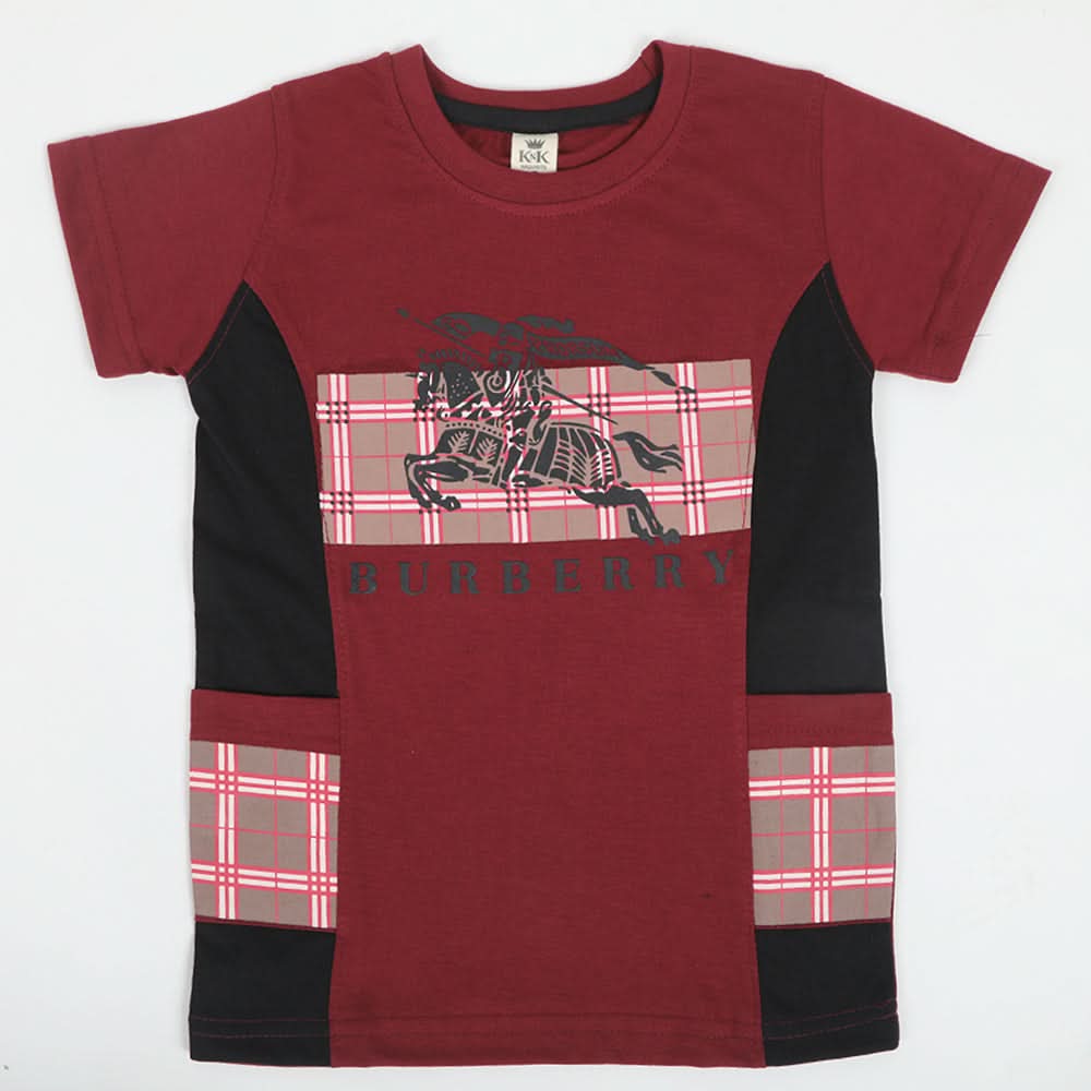 Boys Half Sleeves T-Shirt - Maroon, Boys T-Shirts, Chase Value, Chase Value