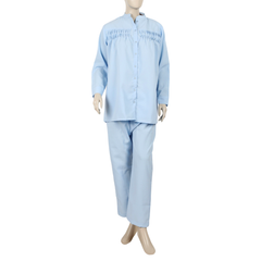 Women's Western Co-Ord Set Front Open - Sky Blue