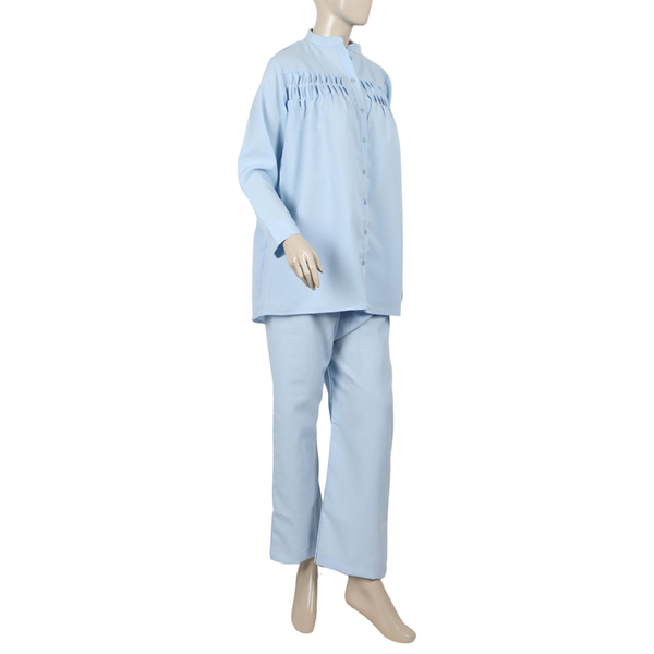 Women's Western Co-Ord Set Front Open - Sky Blue