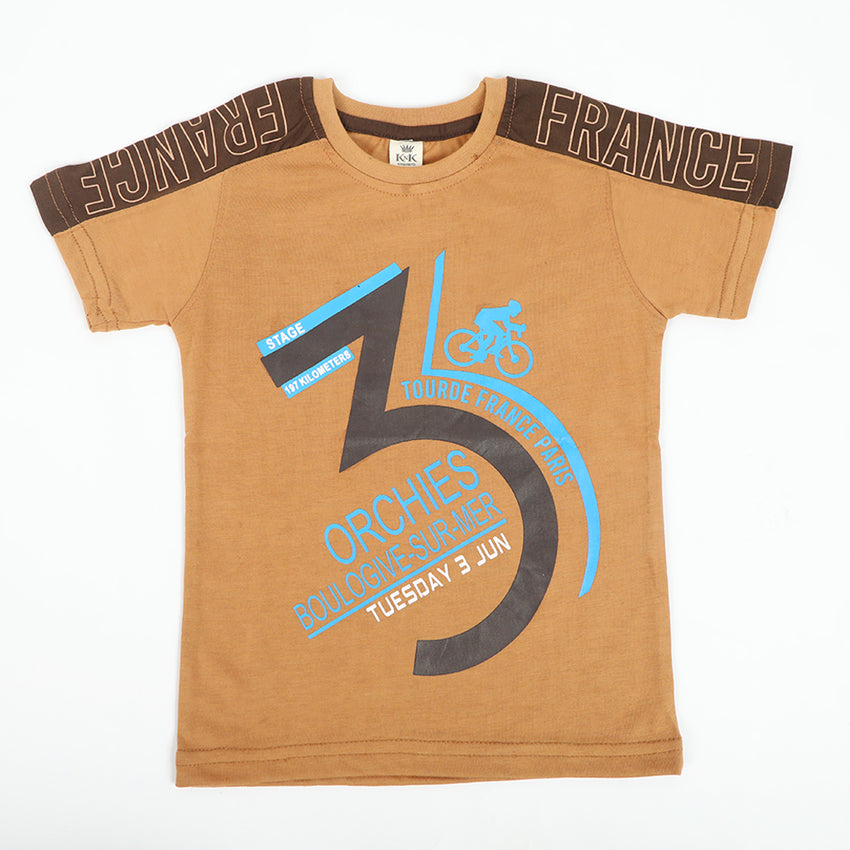 Boys Half Sleeves T-Shirt - Brown, Boys T-Shirts, Chase Value, Chase Value