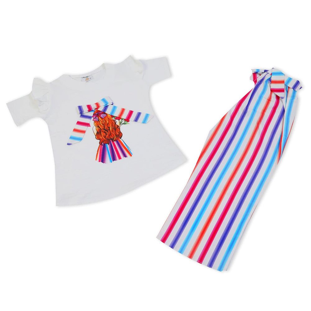 Girls Tight Half Sleeves Suit - White, Girls Suits, Chase Value, Chase Value