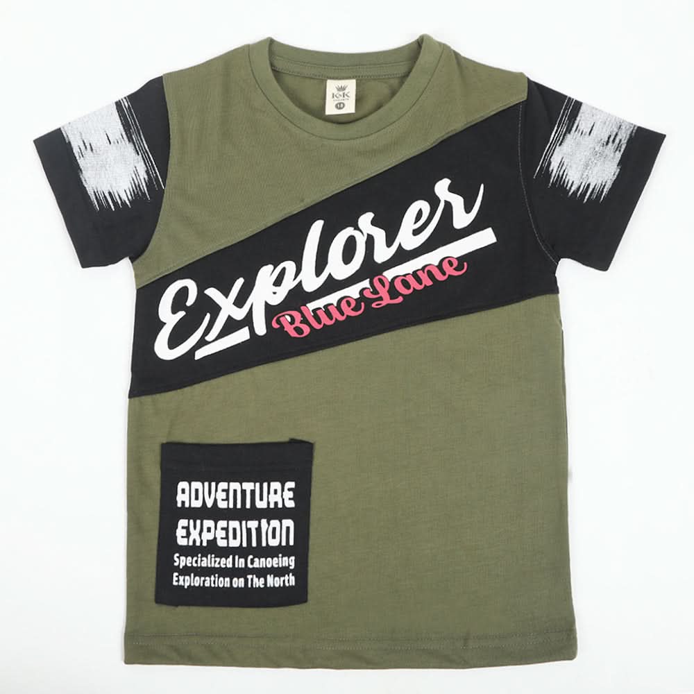 Boys Half Sleeves T-Shirt - Olive Green, Boys T-Shirts, Chase Value, Chase Value