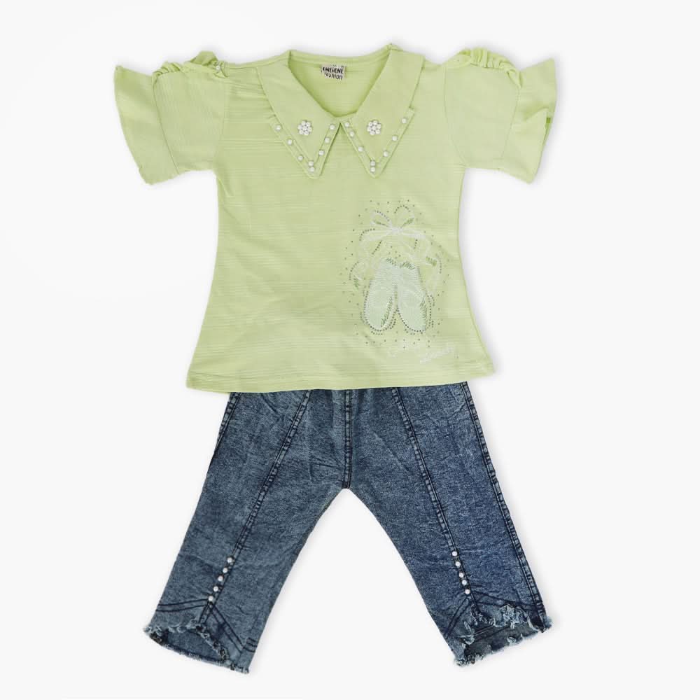 Girls Pajama Suit Cord Set - Light Green, Girls Suits, Chase Value, Chase Value
