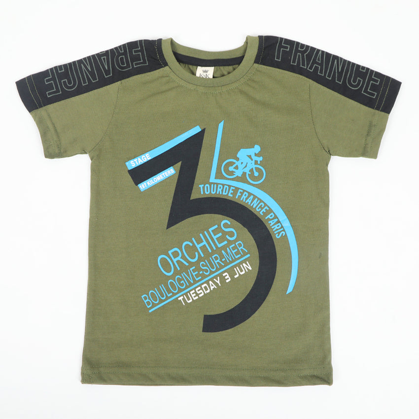 Boys Half Sleeves T-Shirt - Olive Green