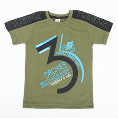 Boys Half Sleeves T-Shirt - Olive Green, Boys T-Shirts, Chase Value, Chase Value