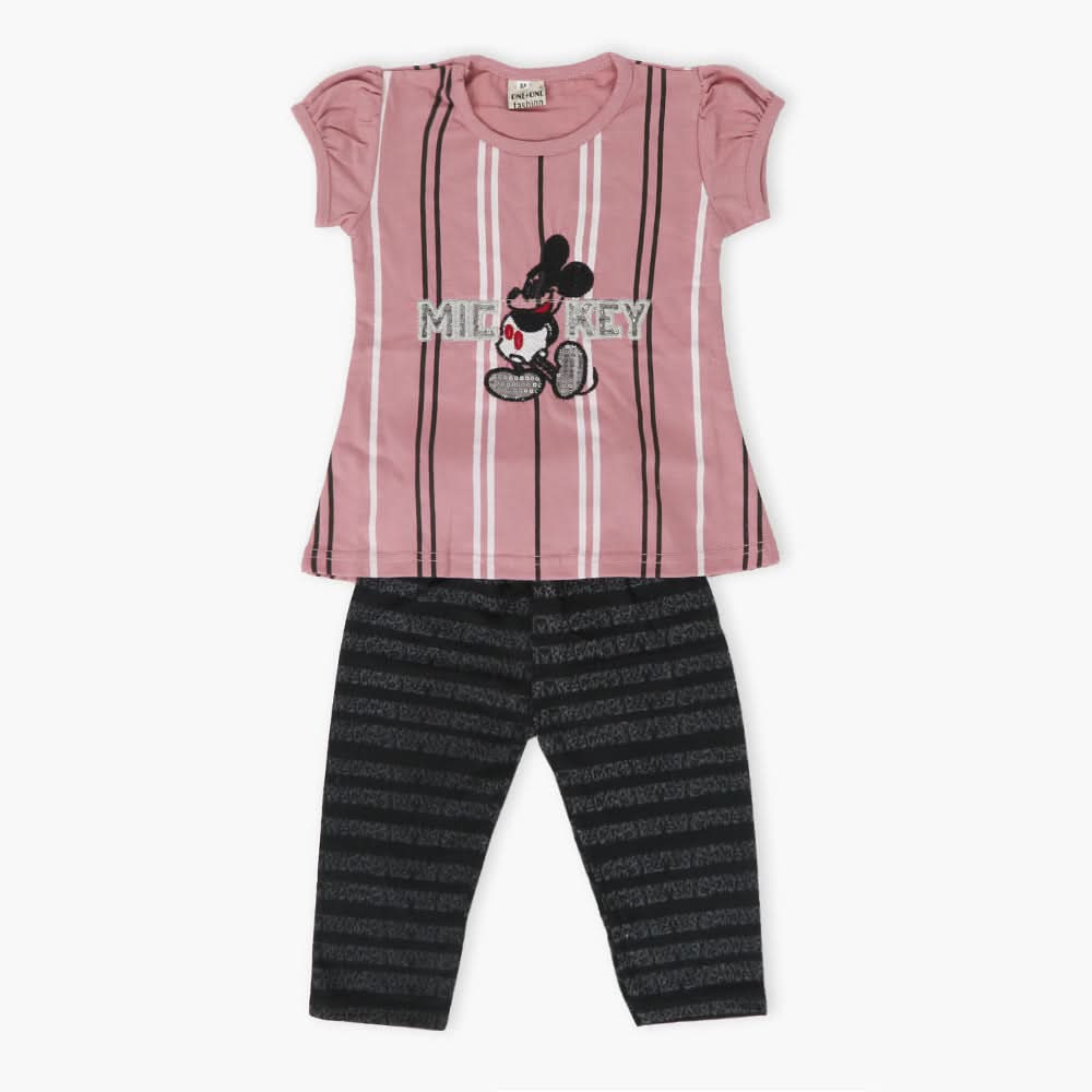 Girls Pajama Suit Cord Set - Tea Pink, Girls Suits, Chase Value, Chase Value