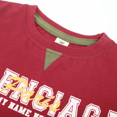 Boys Half Sleeves T-Shirt - Maroon, Boys T-Shirts, Chase Value, Chase Value