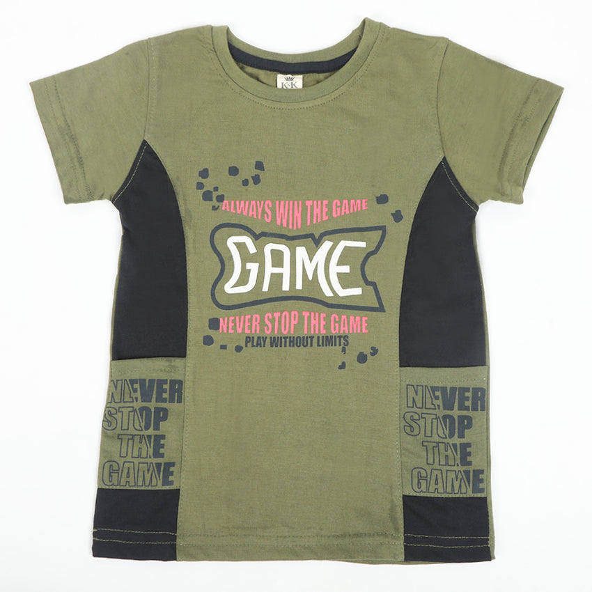 Boys Half Sleeves T-Shirt - Olive Green