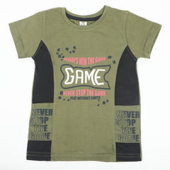 Boys Half Sleeves T-Shirt - Olive Green, Boys T-Shirts, Chase Value, Chase Value