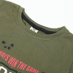 Boys Half Sleeves T-Shirt - Olive Green