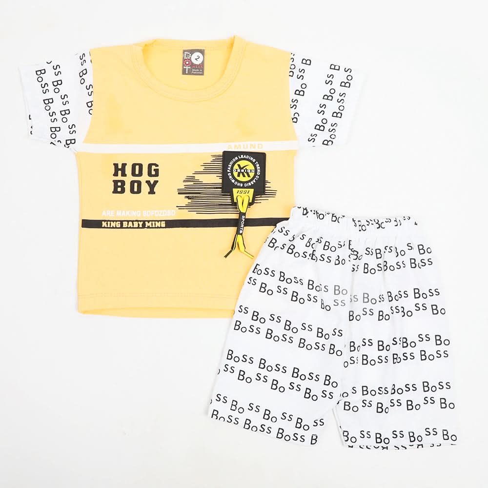 Newborn Boys Half Sleeves Suit - Yellow, Newborn Boys Sets & Suits, Chase Value, Chase Value