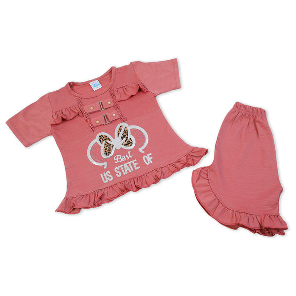 Girls Half Sleeves Suit - Rust