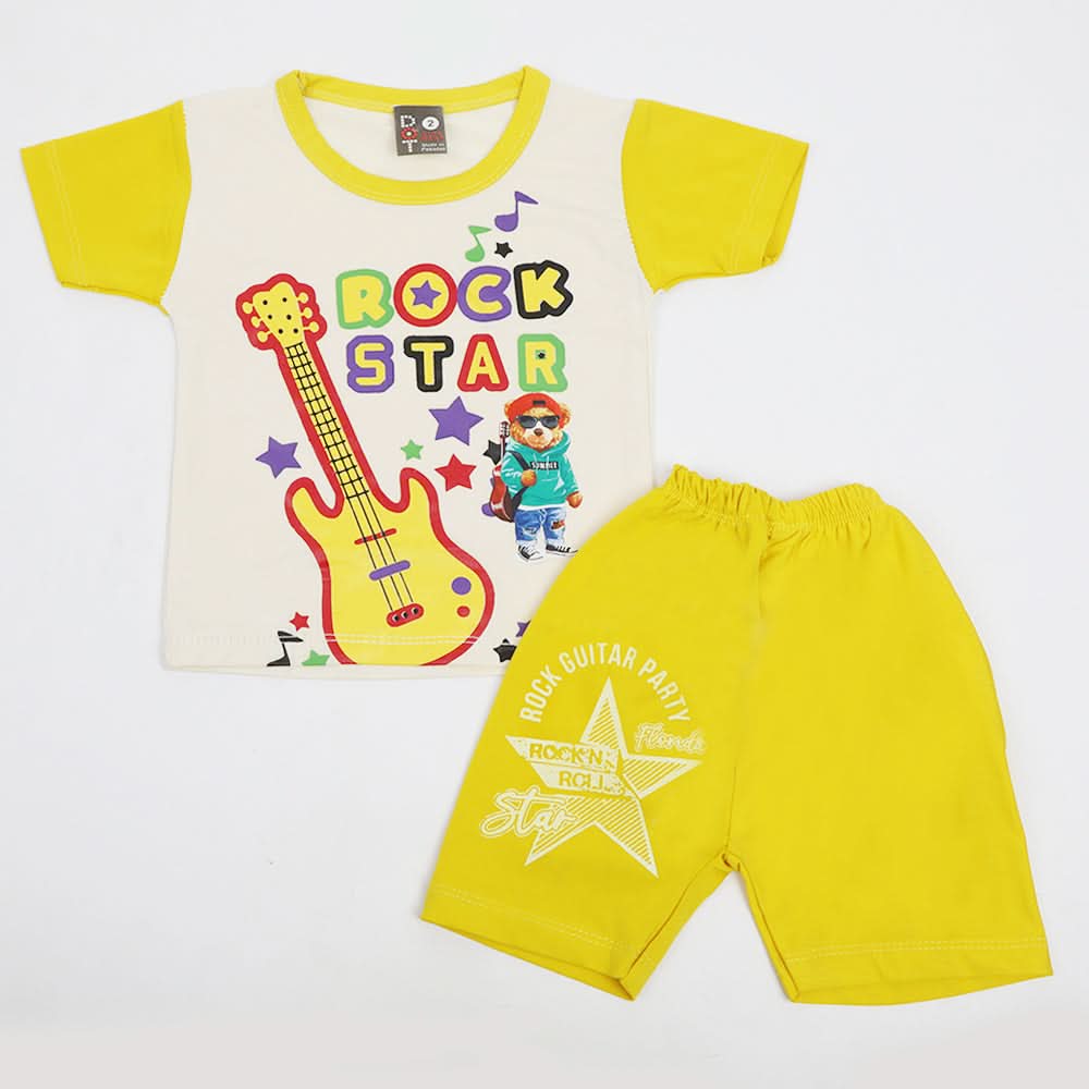 Newborn Boys Half Sleeves Suit - Yellow, Newborn Boys Sets & Suits, Chase Value, Chase Value
