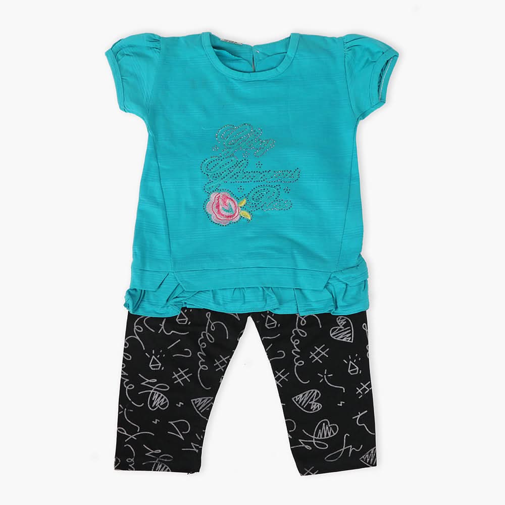 Girls Pajama Suit Cord Set - Sea Green, Girls Suits, Chase Value, Chase Value