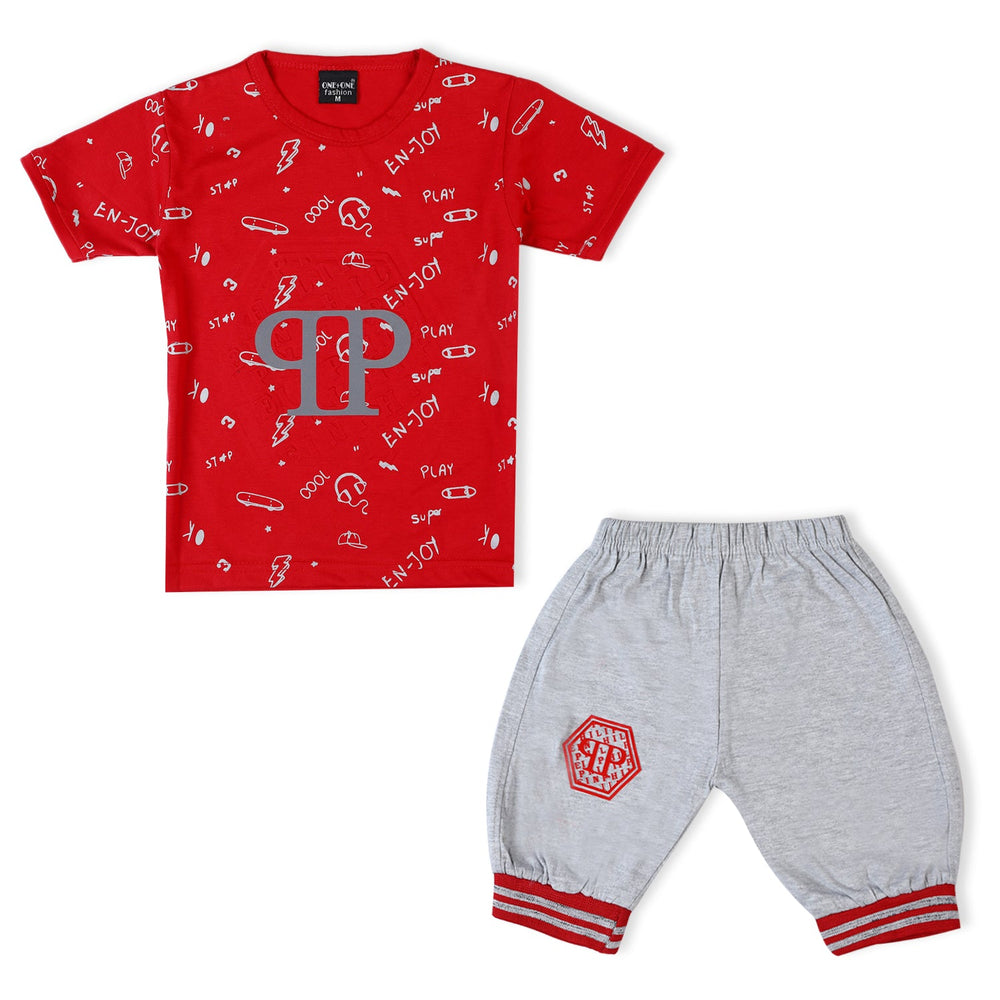 Boys Half Sleeves Suit - Red, Boys Sets & Suits, Chase Value, Chase Value