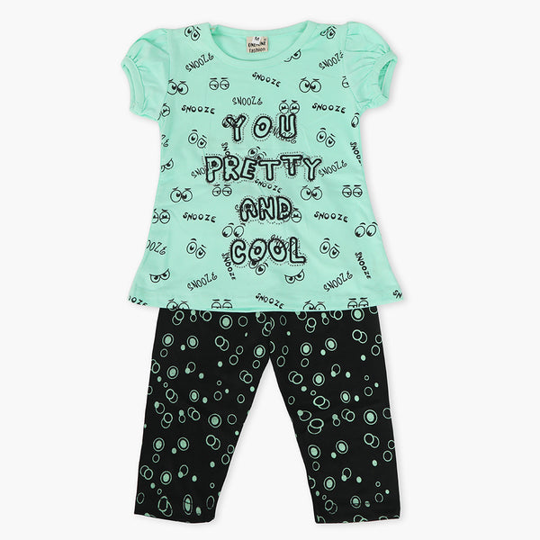 Girls Pajama Suit Cord Set - Light Green, Girls Suits, Chase Value, Chase Value