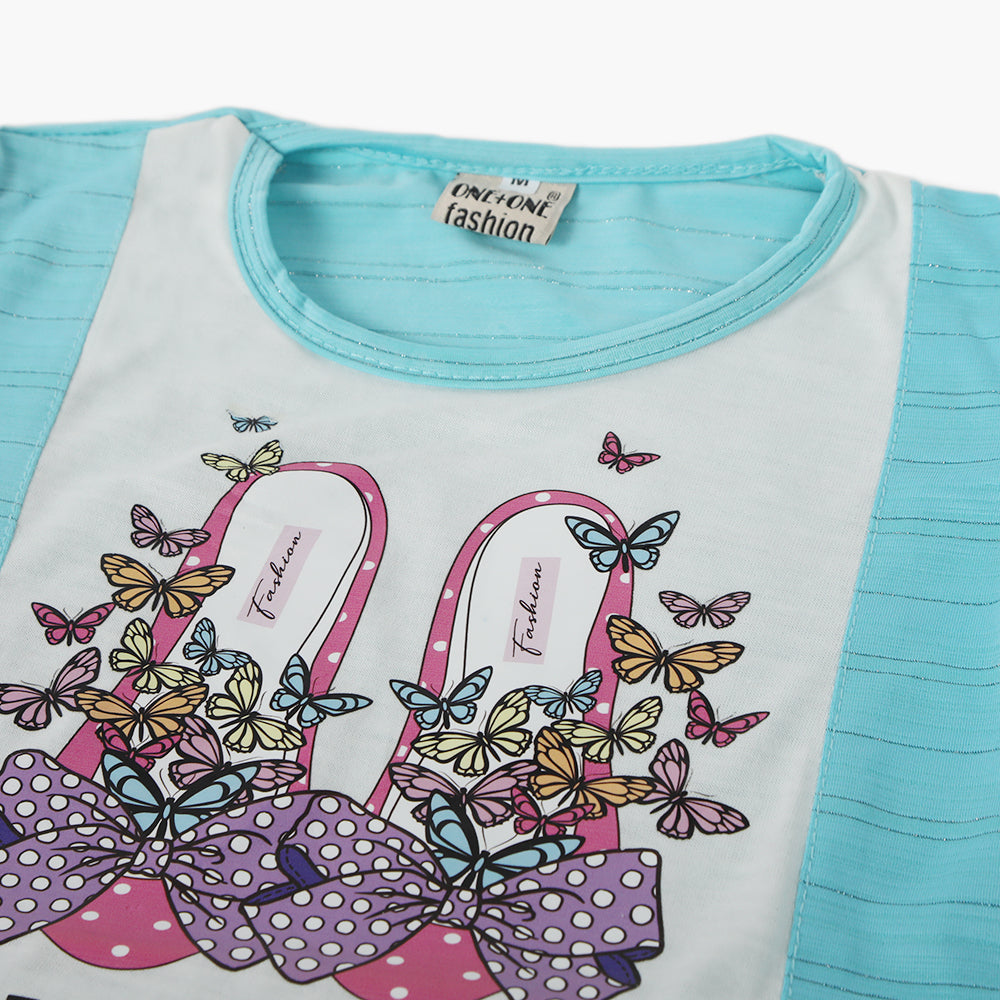 Girls Pajama Suit Cord Set - Sky Blue, Girls Suits, Chase Value, Chase Value