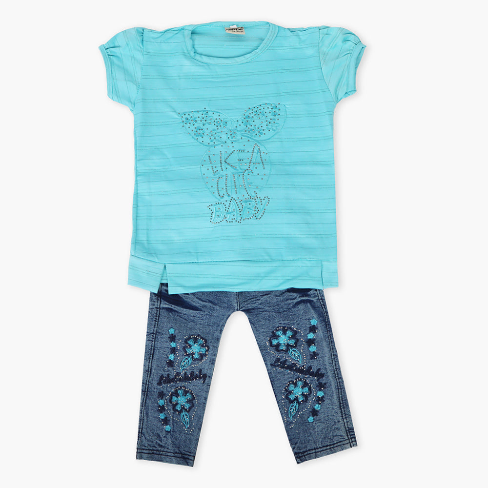 Girls Pajama Suit Cord Set - Sky Blue, Girls Suits, Chase Value, Chase Value