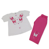 Girls Cotton Half Sleeves 3 Pcs Suit - Pink, Girls Suits, Chase Value, Chase Value