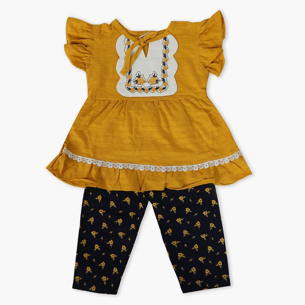 Girls Pajama Suit Cord Set - Mustard, Girls Suits, Chase Value, Chase Value