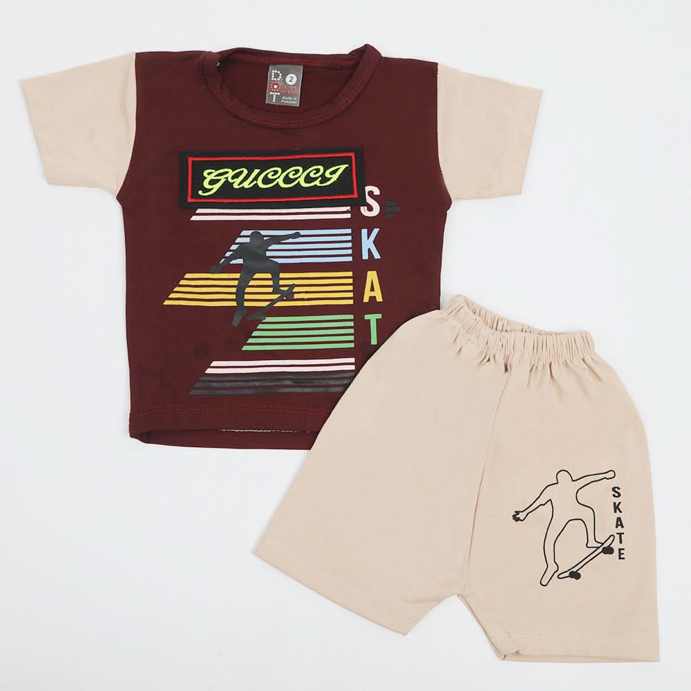Newborn Boys Half Sleeves Suit - Maroon, Newborn Boys Sets & Suits, Chase Value, Chase Value